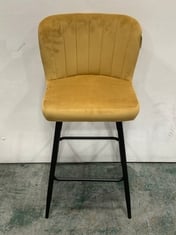 CAIDEN PADDED VELVET BAR STOOL IN YELLOW - RRP £90