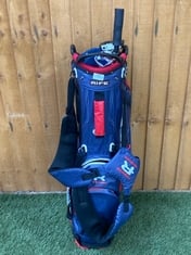 RIFE WATERPROOF GOLF STAND BAG WITH UMBRELLA - RRP £159 TO INCLUDE BENROSS TRIBE SRT 004 RIGHT HAND GOLF PUTTER