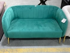 RUSSELL 2 SEATER SOFA IN GREEN VELVET WITH GOLDEN LEGS - RRP £310