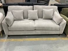 HEPBURN 3 SEATER SOFA IN LIGHT GREY FABRIC - MX040 - RRP £1199