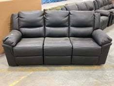 ALBION 3 SEATER MANUAL RECLINER SOFA IN BLACK LEATHER - RRP £749