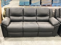 ALBION 3 SEATER STATIC SOFA IN BLACK LEATHER - RRP £599