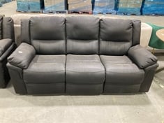 3 SEATER MANUAL DOUBLE RECLINER SOFA IN BLACK FAUX LEATHER