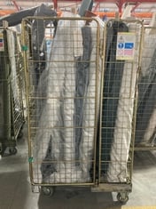 CAGE OF ASSORTED ROLLS OF FABRIC TO INCLUDE CHENILLE WEAVE CHARCOAL - 9.5M (CAGE NOT INCLUDED)