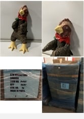 APPROX 444 STONE THE CROWS ITEMS TO INCLUDE 288 X STONE THE CROWS SMALL BEAN BAG PIG - HEIGHT 24CM - ITEM RRP £16 AND 92 X STONE THE CROWS SMALL BEAN BAG COCKEREL - HIEGHT 22CM - ITEM RRP £15 AND 64