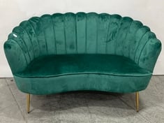 MOLLIS PLUSH VELVET SHELL 2 SEATER SOFA IN GREEN - RRP £390