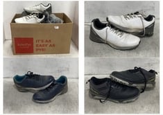 BOX OF ASSORTED GOLF SHOES TO INCLUDE STROMBERG MENS GOLF TRAINERS IN BLACK SIZE 8