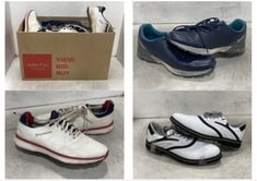 BOX OF ASSORTED GOLF SHOES TO INCLUDE FAZER MENS SPIKE GOLF TRAINERS IN WHITE SIZE 10