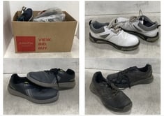 BOX OF ASSORTED GOLF SHOES TO INCLUDE GREG NORMAN MENS GOLF TRAINERS IN BLACK SIZE 10