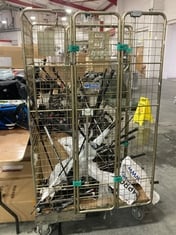 CAGE OF ASSORTED BROKEN GOLF CLUBS (CAGE NOT INCLUDED)