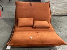 FABRIC 2 SEATER FOLDING SOFA BED IN ORANGE FABRIC