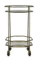 OCTAGON GOLD DRINKS TROLLEY WITH 2 MIRRORED SHELVES- RRP £249