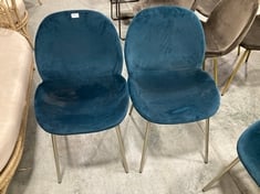 FLANAGAN CHAIR PETROL BLUE VELVET 2 PACK - RRP £375