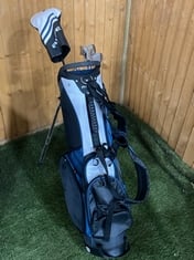 RIFE RX MAX 8 PIECE GOLF CLUB SET INCLUDING 6-9 IRON, S, P, DRIVER AND PUTTER TO INCLUDE STANDING GOLF BAG IN BLACK / BLUE