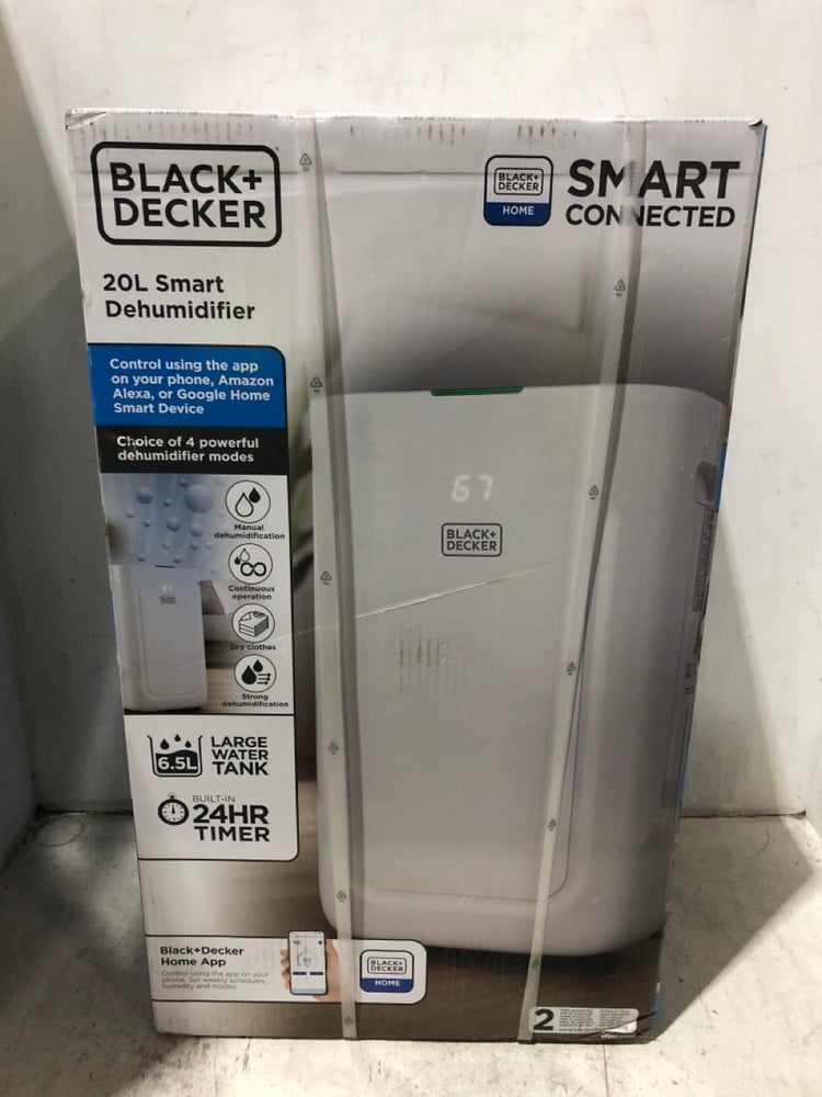 BLACK + DECKER 20 LITRE SMART DEHUMIDIFIER - MODEL NO. BXEH60014GB - RRP £150