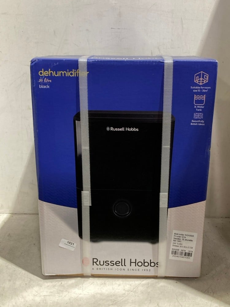 RUSSELL HOBBS 20L DEHUMIDIFIER BLACK