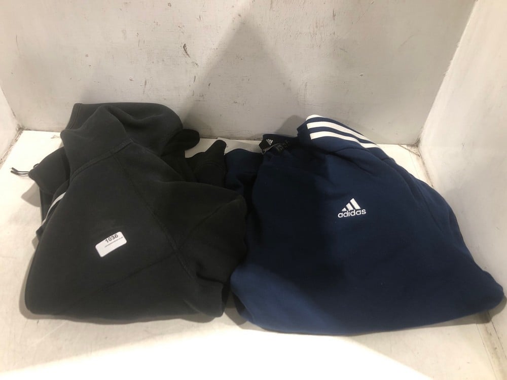 NIKE BLACK ZIP-UP HOODIE - SIZE M TO INCLUDE ADIDAS BLUE SWEATSHIRT - SIZE 2XL