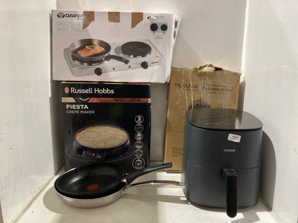 6 X ASSORTED ITEMS TO INCLUDE RUSSELL HOBBS FIESTA CREPE MAKER