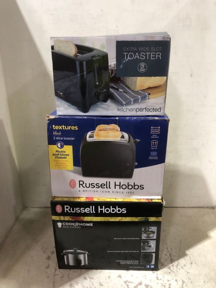 3 X ASSORTED ITEMS TO INCLUDE RUSSELL HOBBS COOK@HOME RICE COOKER