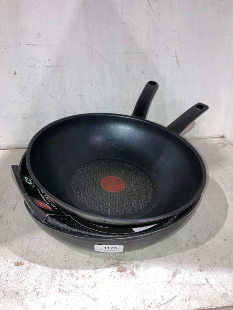 3 X ASSORTED FRYING PANS TO INCLUDE TEFAL STONE STRETCH FRYING PAN