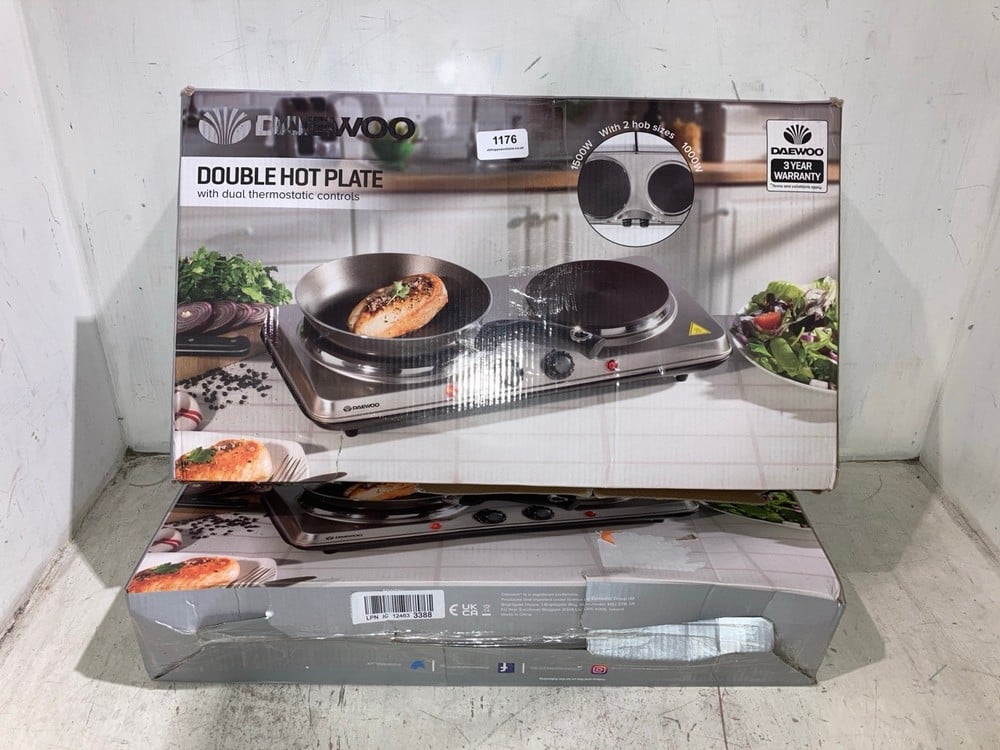 2 X DAEWOO DOUBLE HOT PLATES TO INCLUDE BELLA CERAMIC EXTRA LARGE GRIDDLE