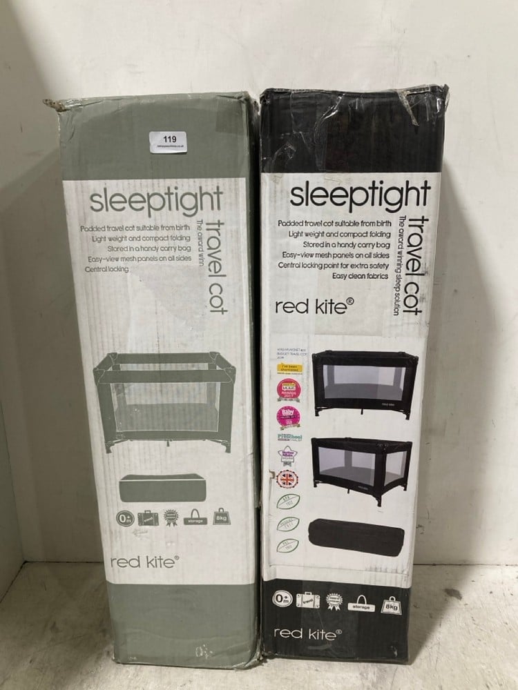 2 X RED KITE SLEEPTIGHT TRAVEL COT