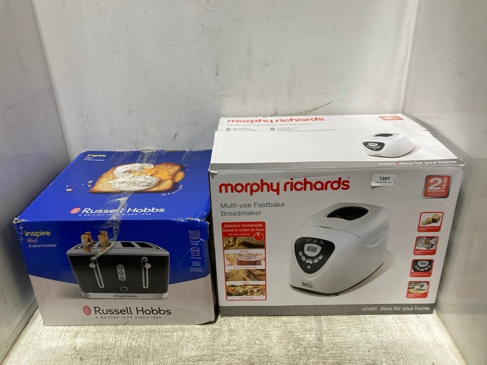 MORPHY RICHARDS BREAD MAKER AND RUSSELL HOBBS INSPIRE TOASTER