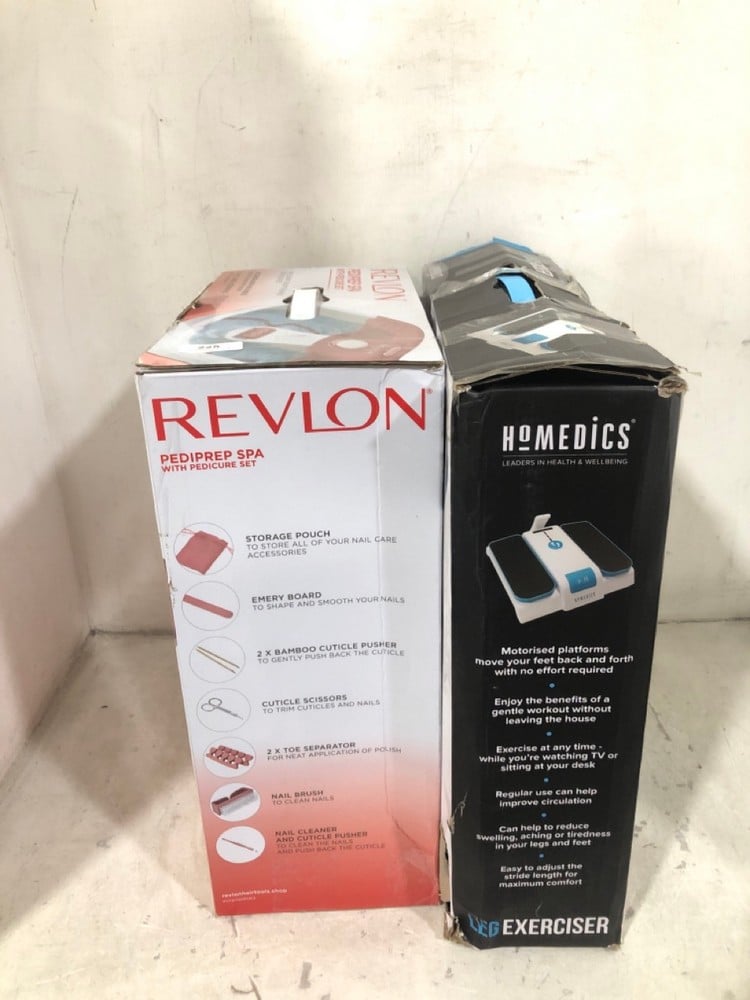 REVLON PEDIPREP SPA WITH PEDICURE SET TO INCLUDE HOMEDICS LEG EXERCISER PSL-1000-GB