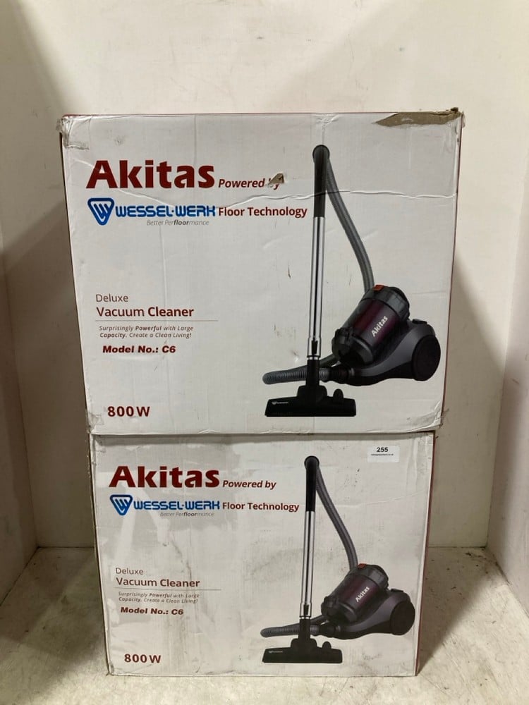 2 X AKITAS 800W DELUXE CYLINDER VACUUM CLEANER