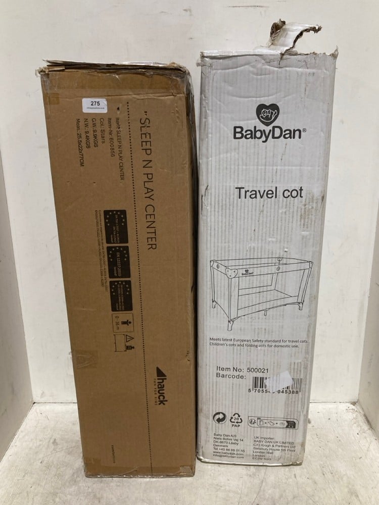 BABYDAN TRAVEL COT TO INCLUDE HAUCK SLEEP N PLAY CENTER TRAVEL COT