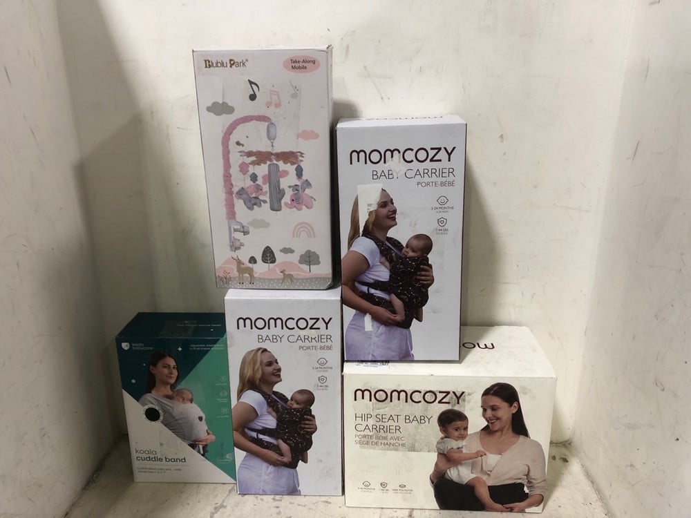 5 X ASSORTED ITEMS TO INCLUDE MOMCOZY HIP SEAT BABY CARRIER