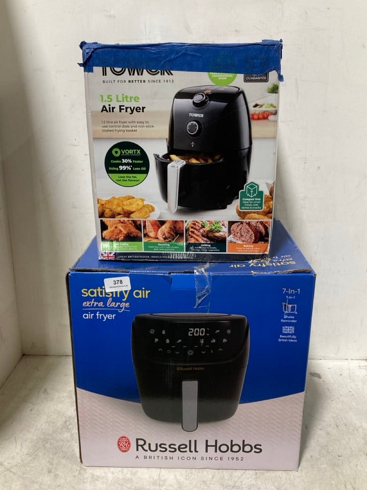 TOWER VORTX 1.5L AIR FRYER TO INCLUDE RUSSELL HOBBS SATISFRY AIR EXTRA LARGE AIR FRYER