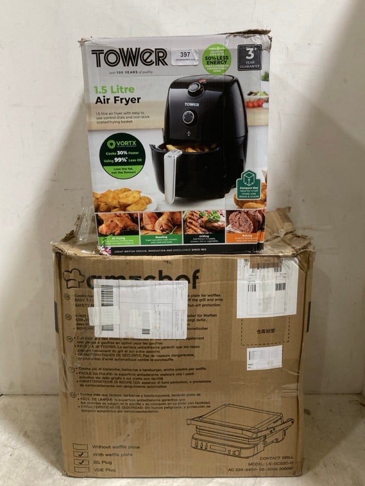 AMZCHEF CONTACT GRILL LS-GC02C-H TO INCLUDE TOWER VORTX 1.5L AIR FRYER