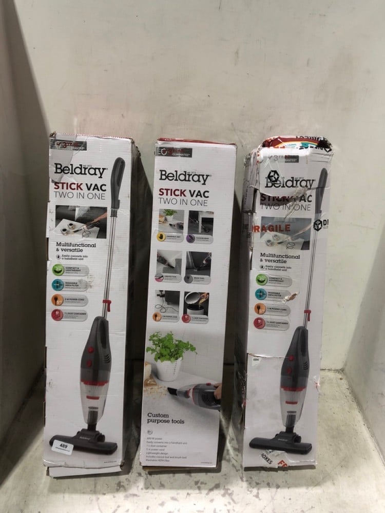 3 X BELDRAY 2-IN-1 STICK VACUUM CLEANER