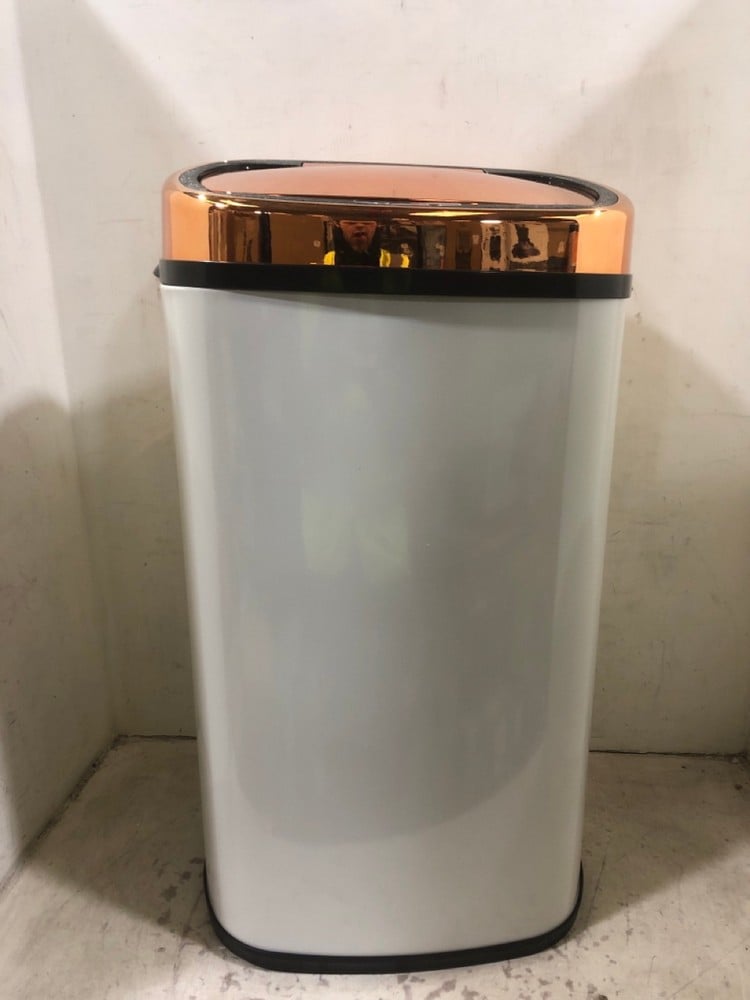 TOWER ROSE GOLD EDITION 58 LITRE SQUARE SENSOR BIN IN WHITE- RRP £110