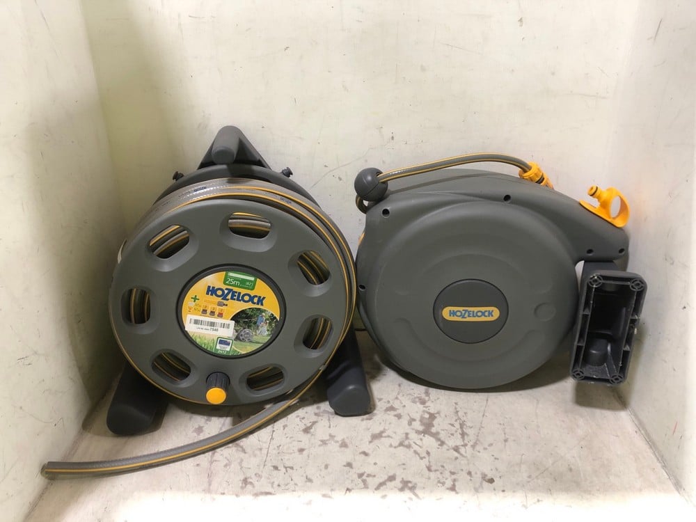 HOZELOCK 25M HOSE REEL TO INCLUDE HOZELOCK WALL MOUNTED AUTO 20M REEL- TOTAL RRP £140