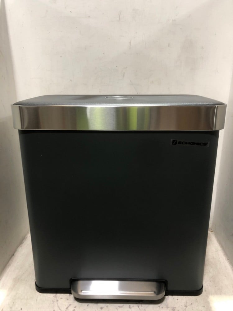 SONGMICS KITCHEN BIN WITH 2 COMPARTMENTS GREY LTB202G01