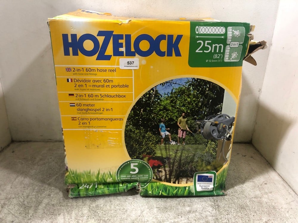 HOZELOCK 2-IN-1 60M HOSE REEL WITH HOSE & FITTINGS