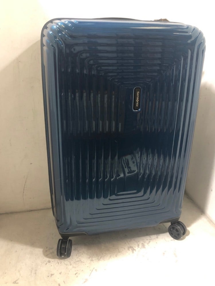 SAMSONITE METALLIC BLUE 4 WHEEL SUITCASE