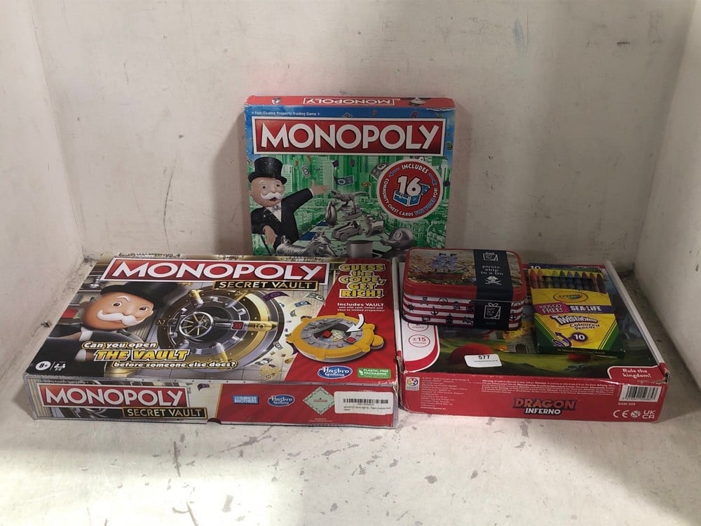 5 X ASSORTED ITEMS TO INCLUDE HASBRO GAMING MONOPOLY BOARD GAME