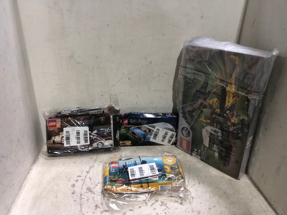 4 X ASSORTED LEGO TO INCLUDE LEGO JURASSIC WORLD 76966 DINOSAUR MISSIONS: ALLOSAURUS TRANSPORT TRUCK