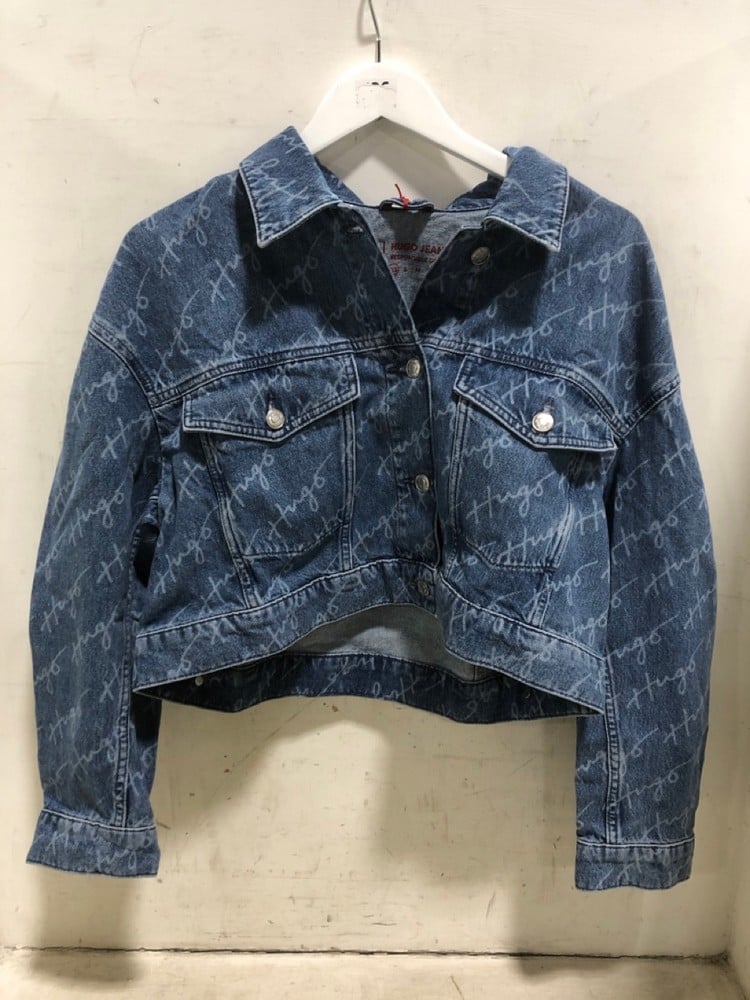 HUGO JEANS LOGO DENIM JACKET BRIGHT BLUE - SIZE XS