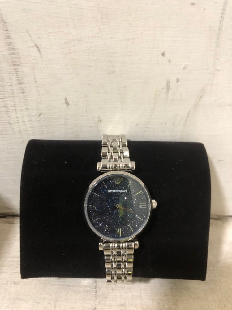 EMPORIO ARMANI WOMENS TWO-HAND STAINLESS STEEL WATCH - RRP £279