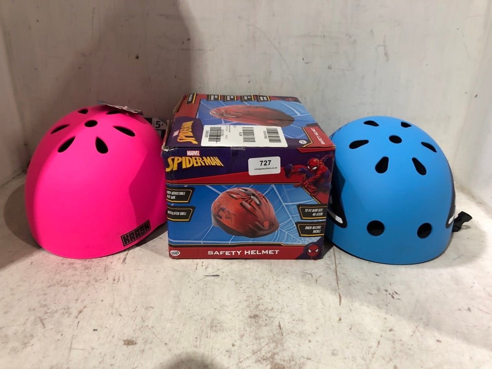 MARVEL SPIDER-MAN BIKE HELMET - SIZE 48-52CM TO INCLUDE KRASH PINK BIKE HELMET - SIZE 50-54CM