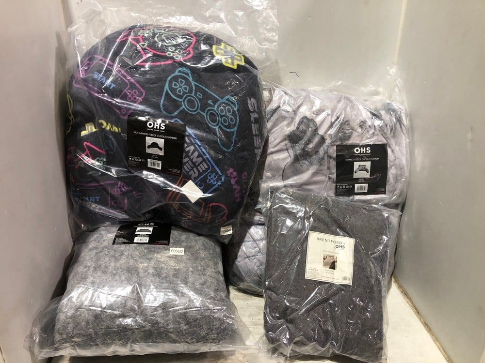 4 X ASSORTED ITEMS TO INCLUDE OHS TEDDY MARL DUVET SET CHARCOAL DOUBLE