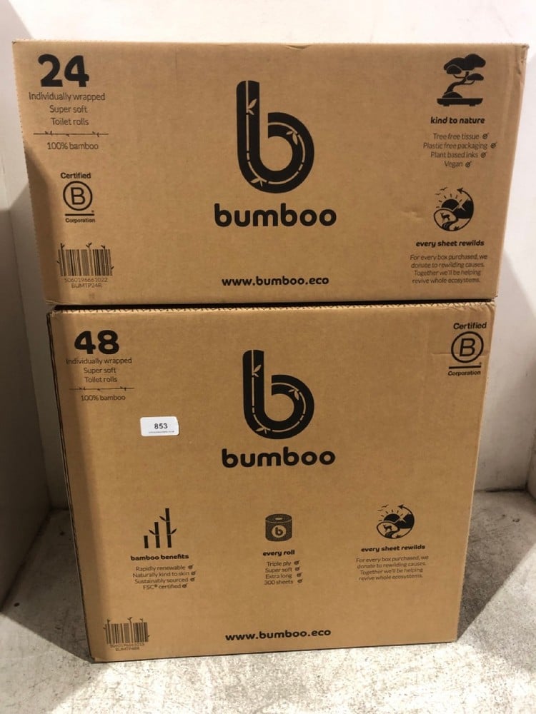 BUMBOO 72 INDIVIDUALLY WRAPPED 100% BAMBOO SUPER SOFT TOILET ROLLS