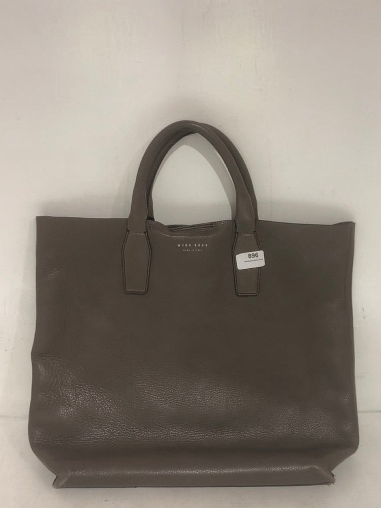 HUGO BOSS BROWN LEATHER HANDBAG