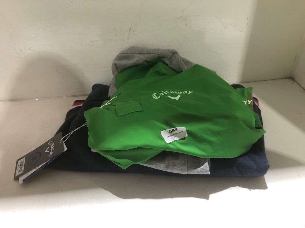 3 X ASSORTED CLOTHES TO INCLUDE CALLAWAY GREEN POLO SHIRT - SIZE L