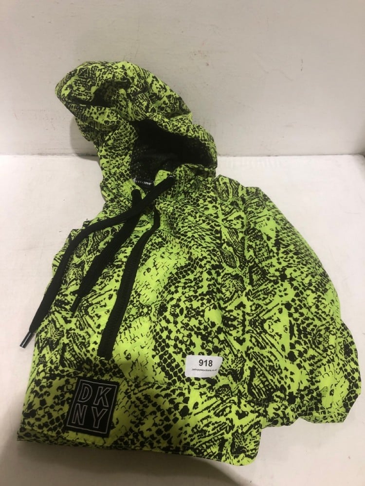 DKNY ½ ZIP COAT WITH HOOD GREEN/BLACK - SIZE M