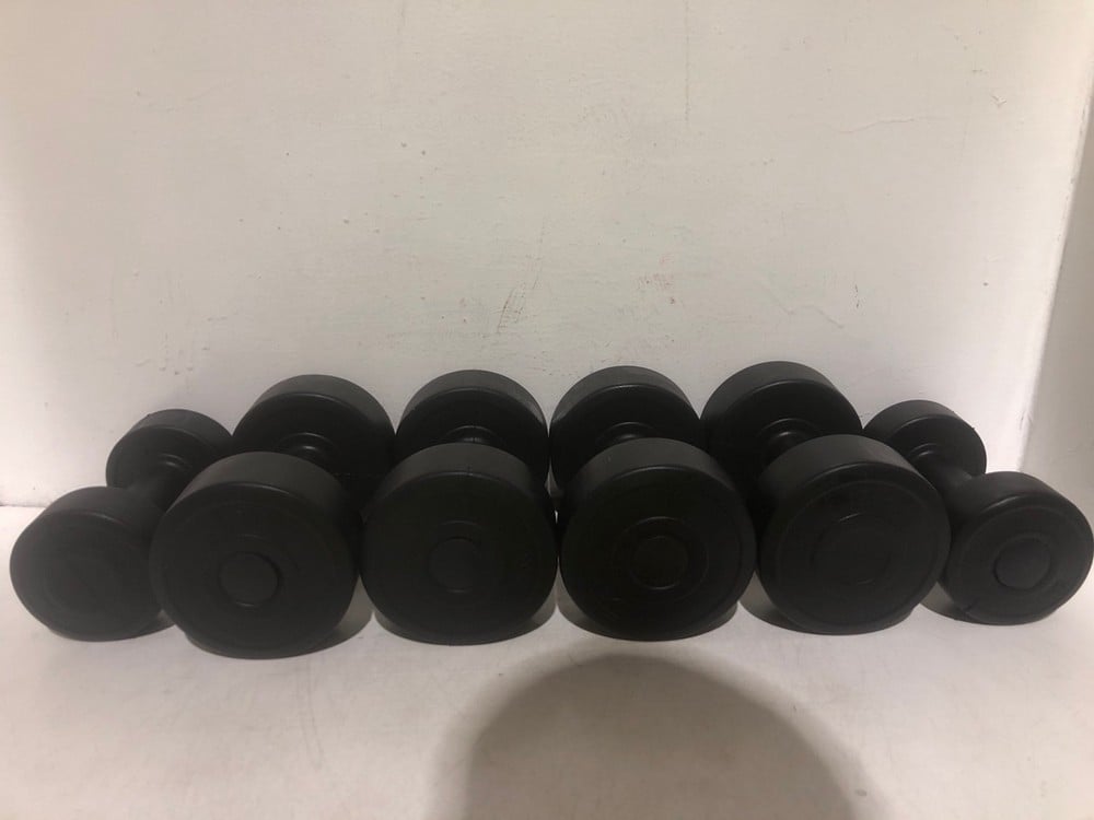 2 X FK SPORTS 12KG DUMBBELL SET WITH RACK BLACK 21096